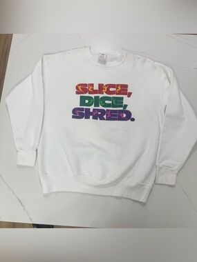 Vintage 90s Slice Dice Shred Ski Sweatshirt XL Made USA Delta Neon Ski Snowboard